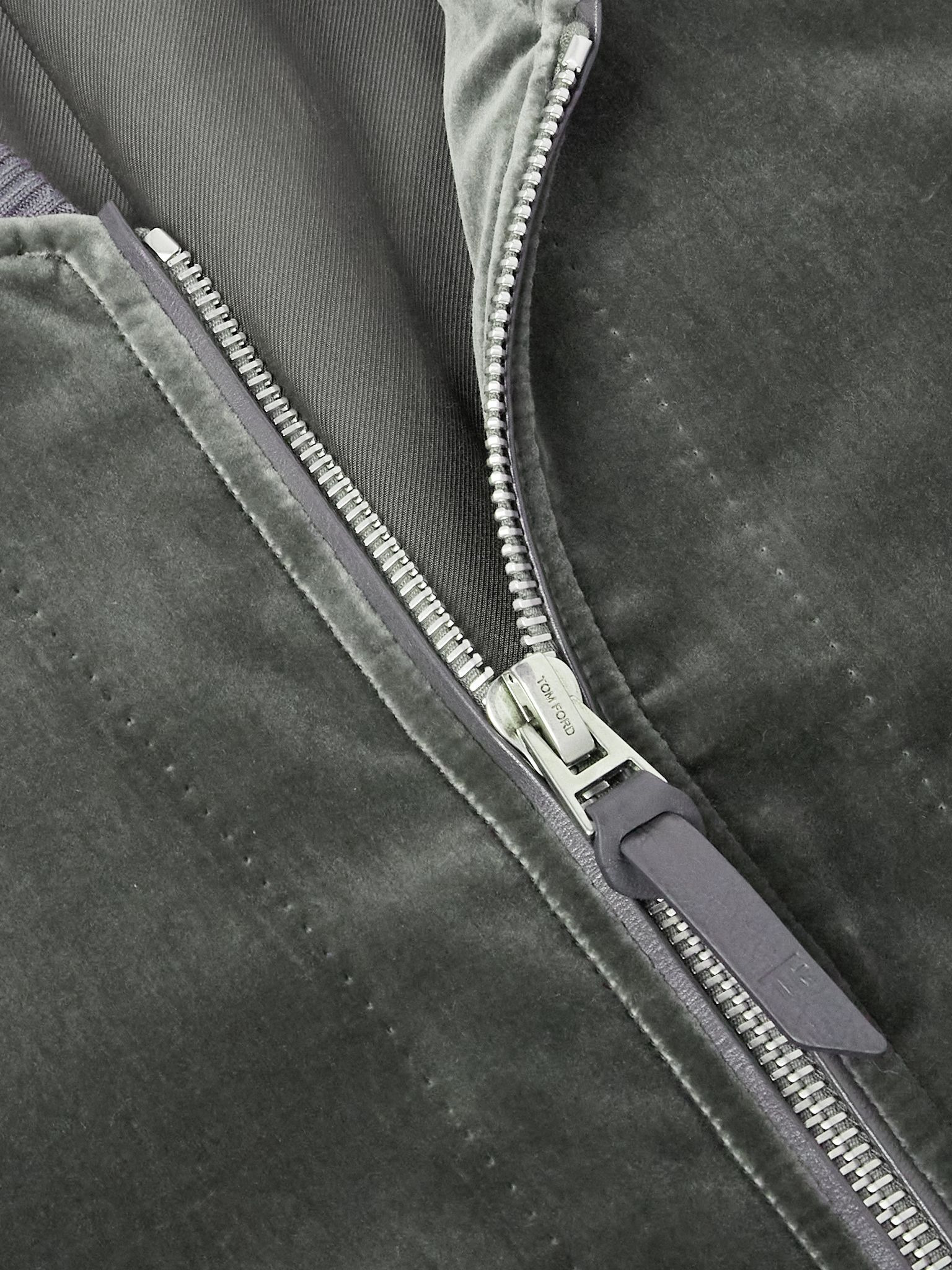 Cotton-Velvet Bomber Jacket Gray - 5