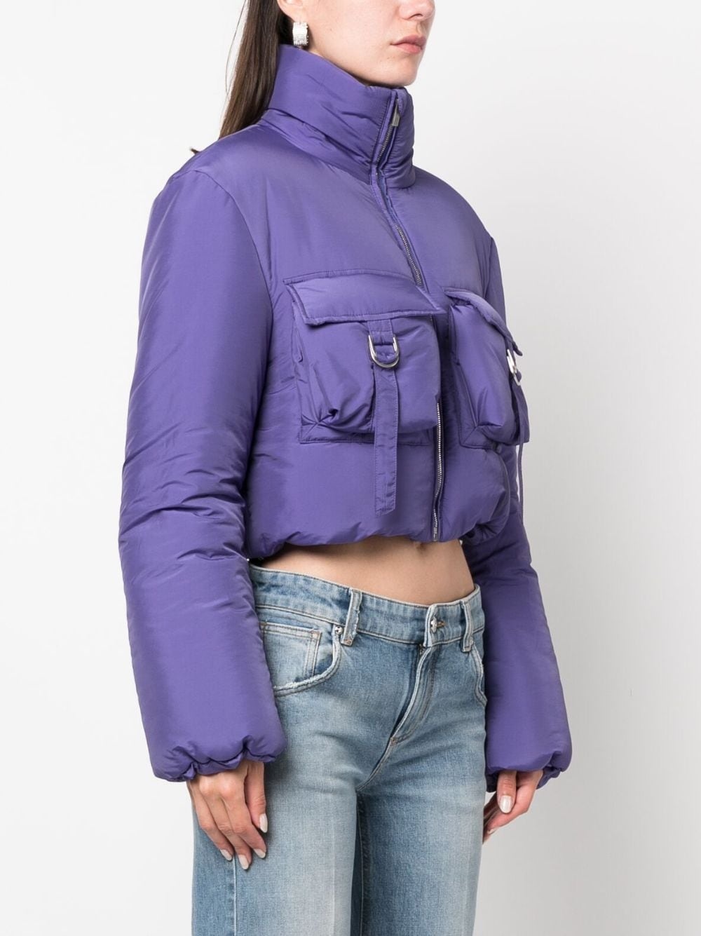 funnel-neck cropped puffer jacket - 3