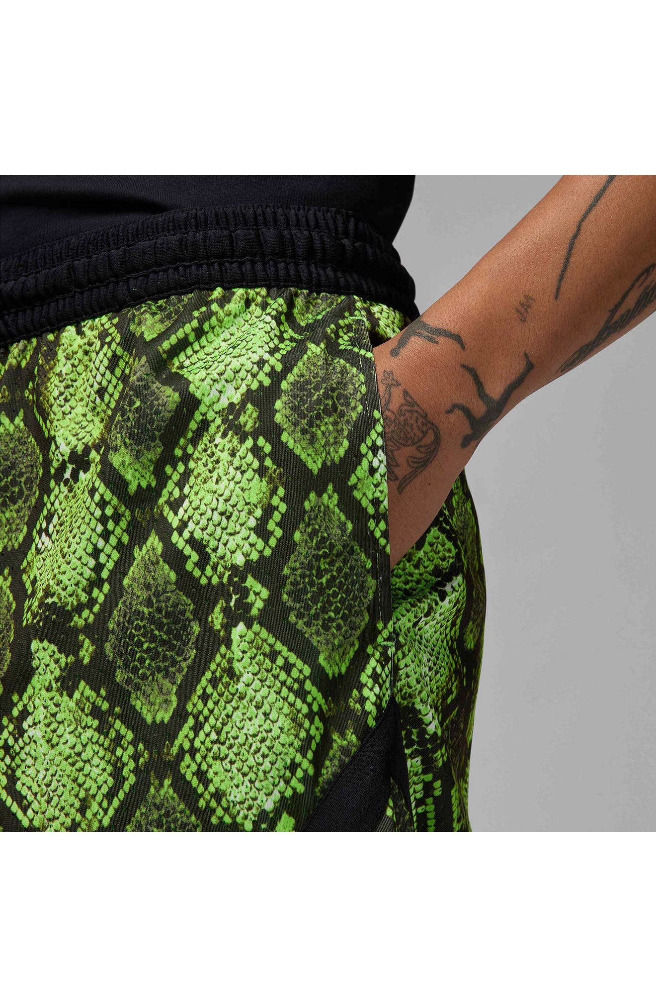 Jordan Dri-FIT Sport Diamond Mesh Shorts in Electric Green/Black at Nordstrom - 3