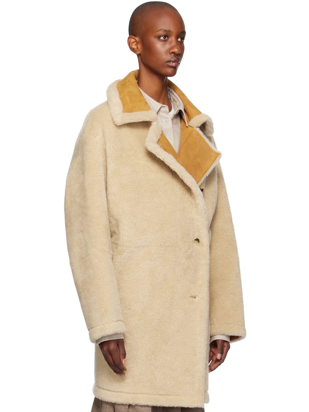 Beige Reversible Faux-Fur & Faux-Leather Coat - 2