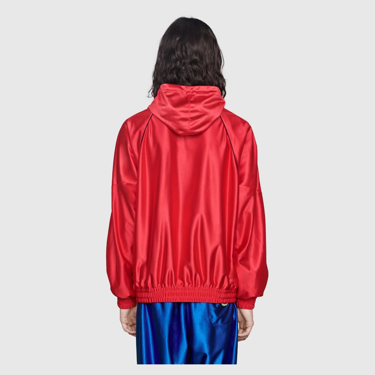 Shiny jersey hooded sweatshirt with Web - 4