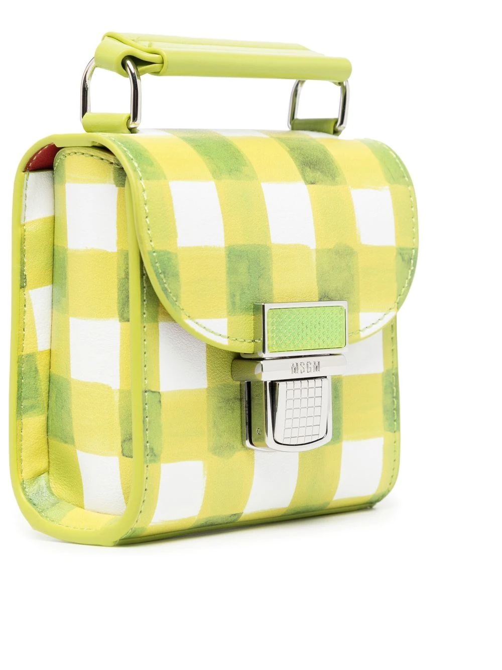 gingham-print leather mini bag - 4