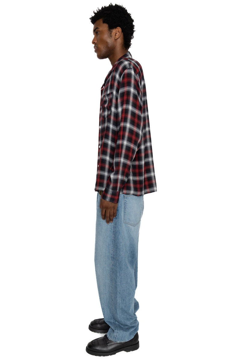 SUGAR CANE Rayon Ombre Check L/S Open Shirt - Red outlook