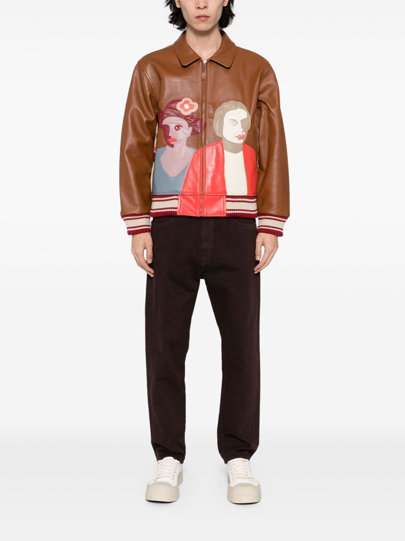 KidSuper Patchwork portrait leather jacket outlook