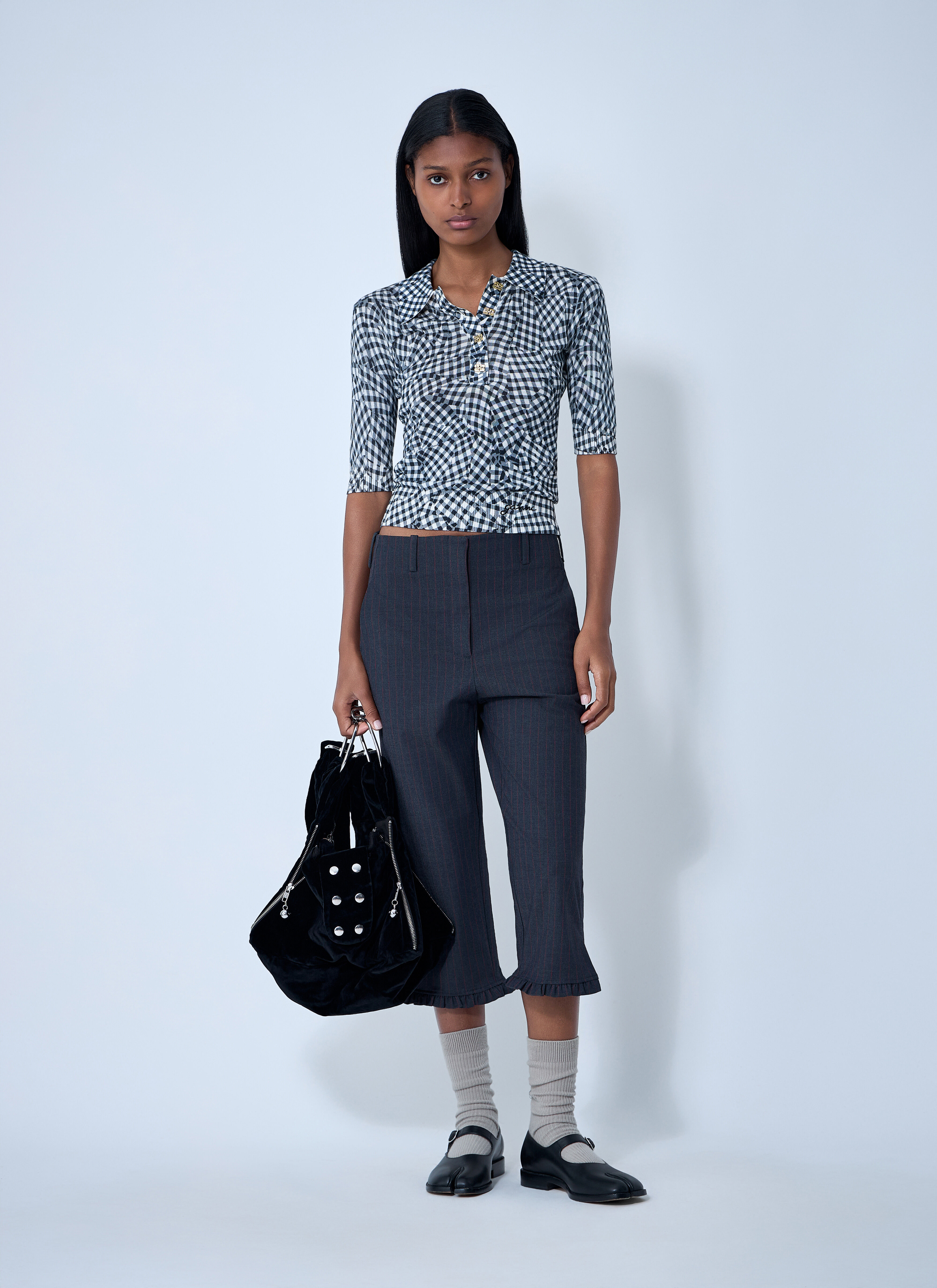 Mesh Printed Polo Top - 2