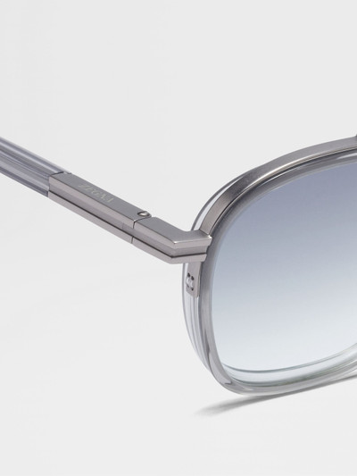 ZEGNA TRANSPARENT LIGHT GREY ORIZZONTE I ACETATE AND METAL SUNGLASSES outlook
