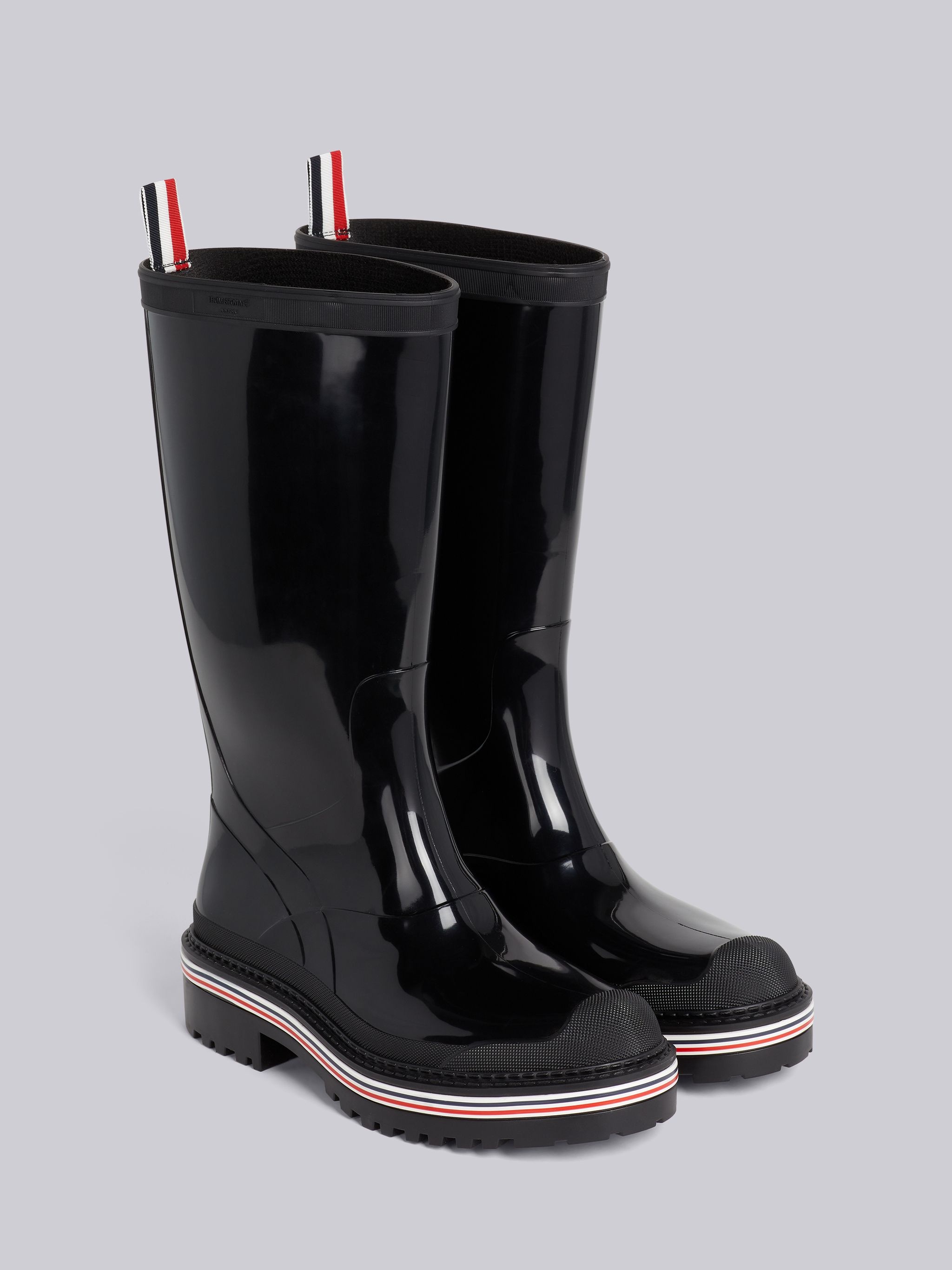 Molded Rubber Stripe Mid Calf Rain Boot - 3