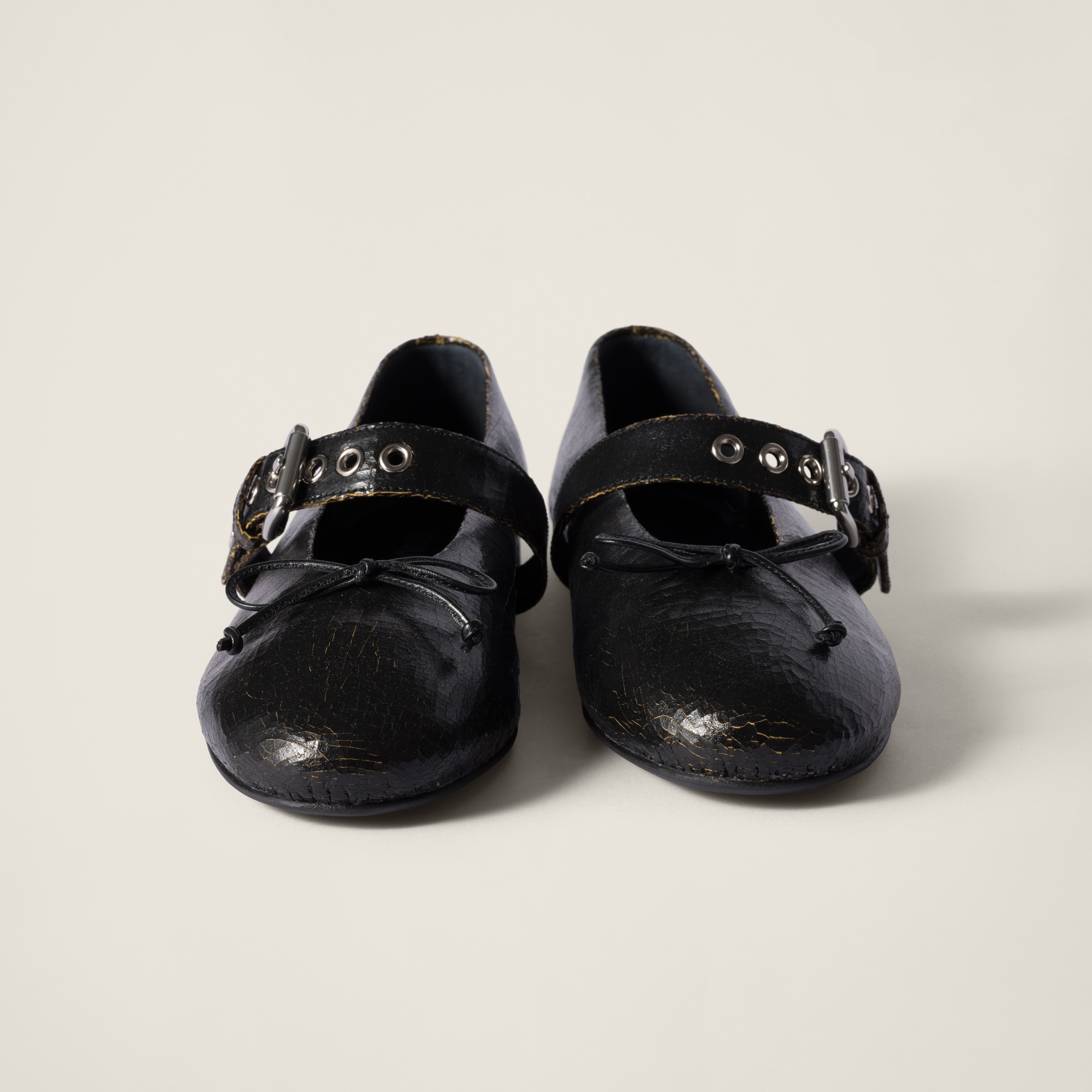 Crackle leather ballerinas - 4