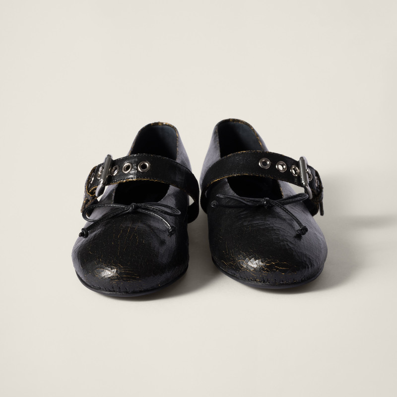 Crackle leather ballerinas 4