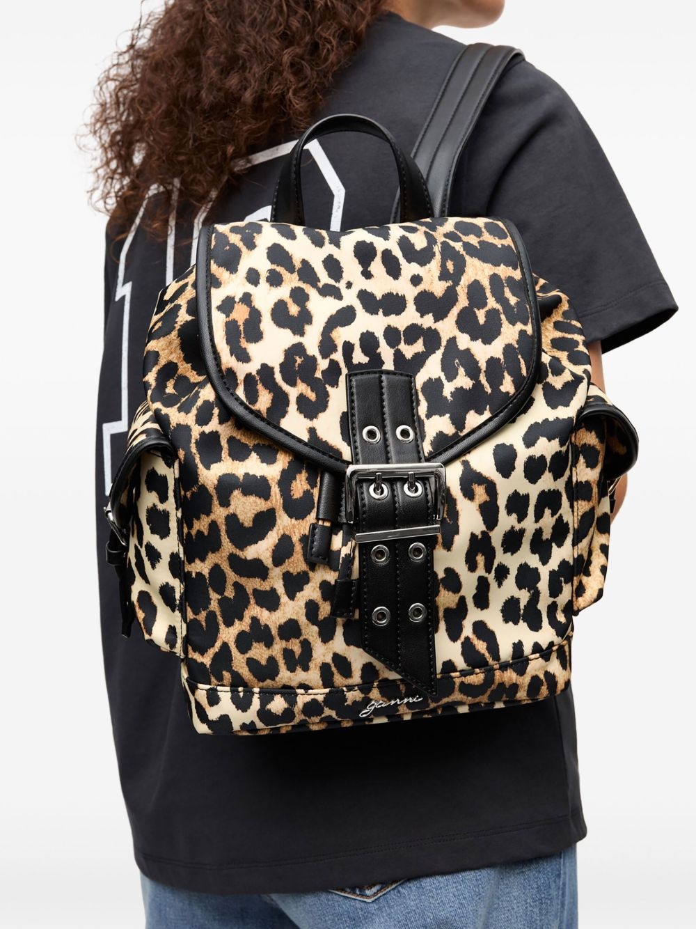 leopard-print backpack - 2