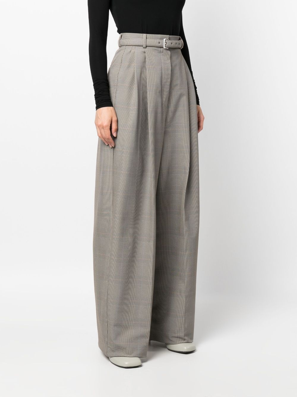 Glen plaid wide-leg trousers - 3