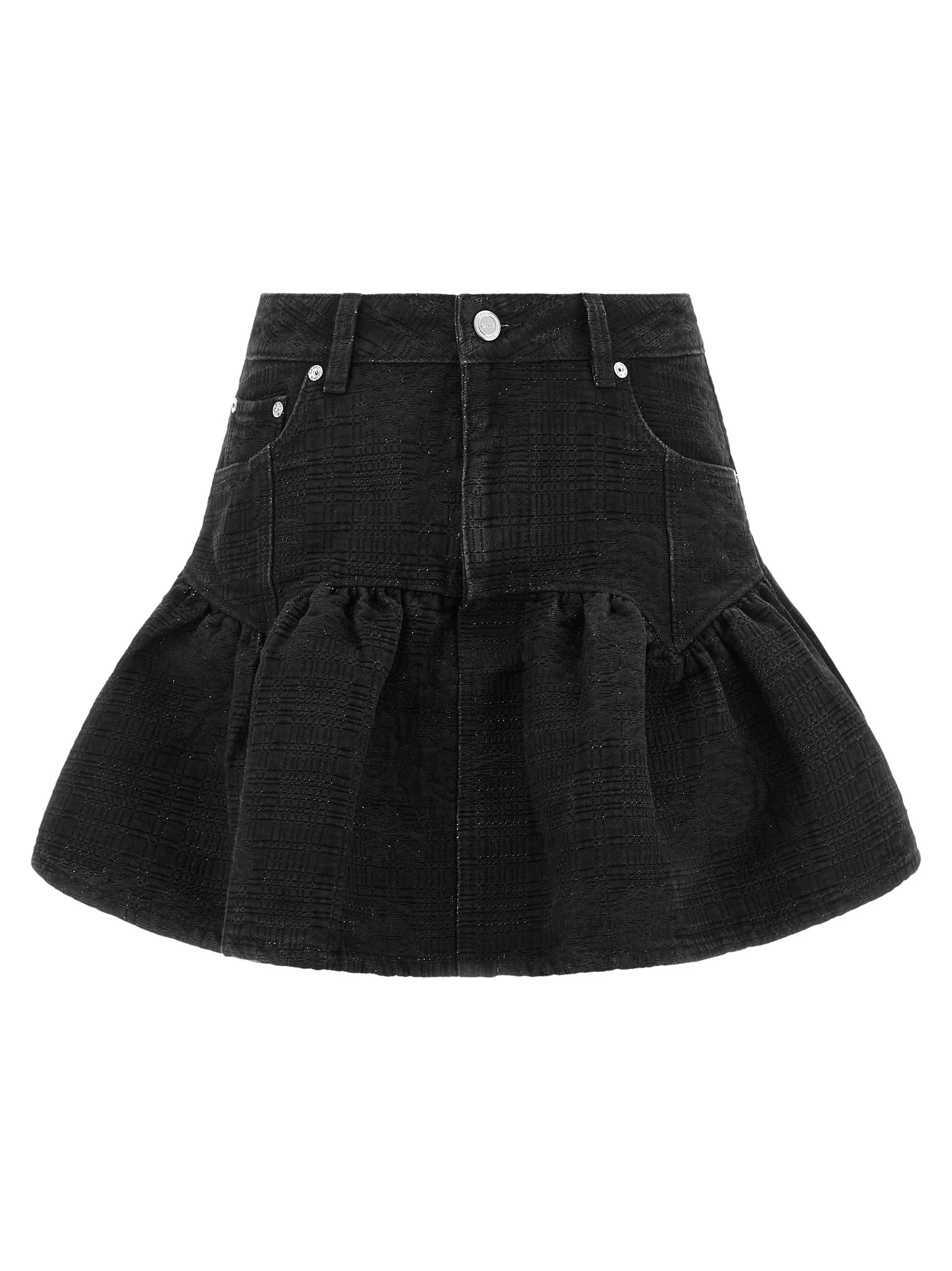 Ganni Women Lurex Denim Skirt - 1