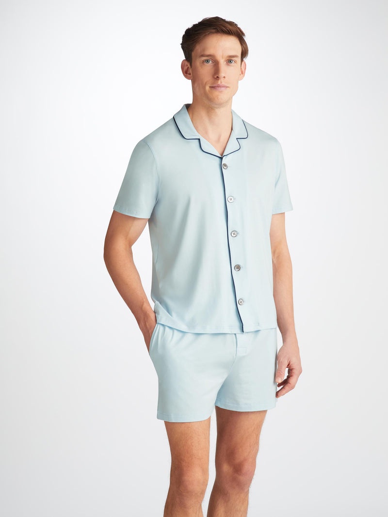 Men's Short Pajamas Basel Micro Modal Stretch Ice Blue - 3