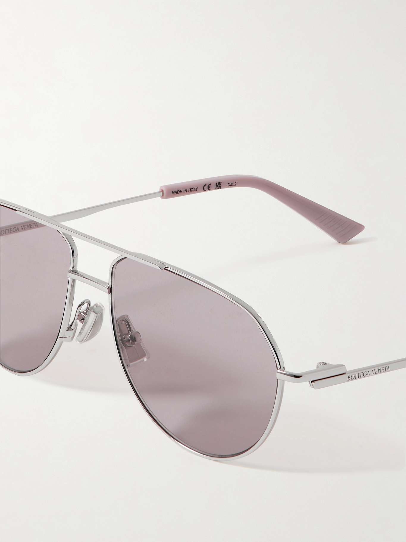 Aviator-style silver-tone sunglasses - 4