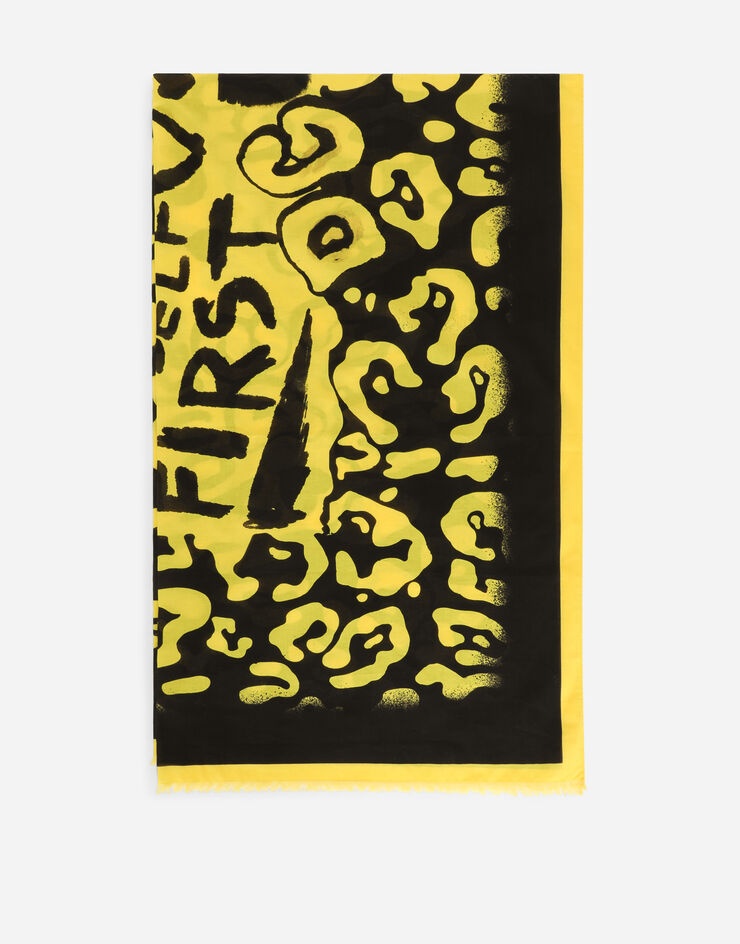 Neon leopard-print cotton sarong (110 x 190) - 1