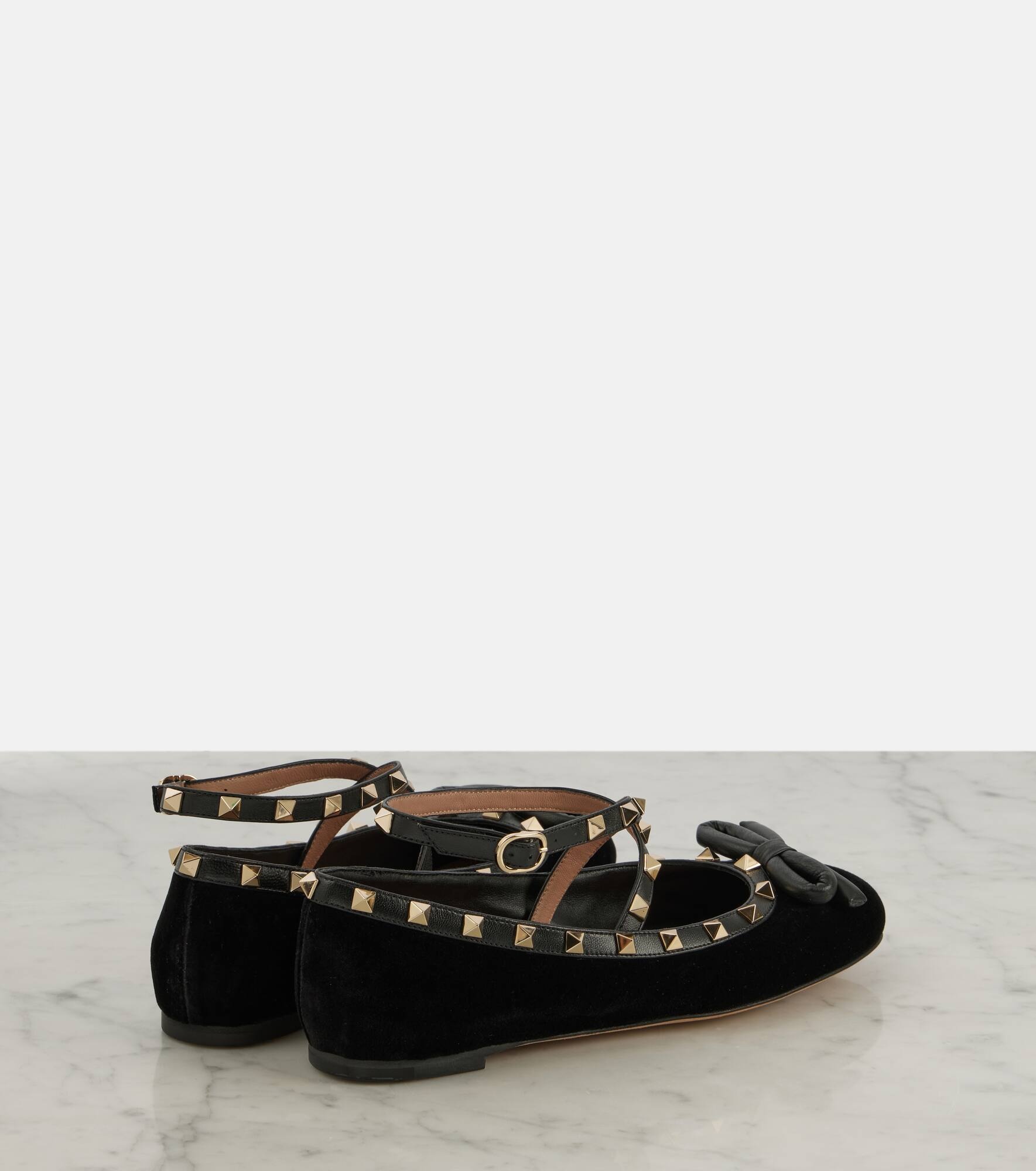 Rockstud velvet ballet flats - 3