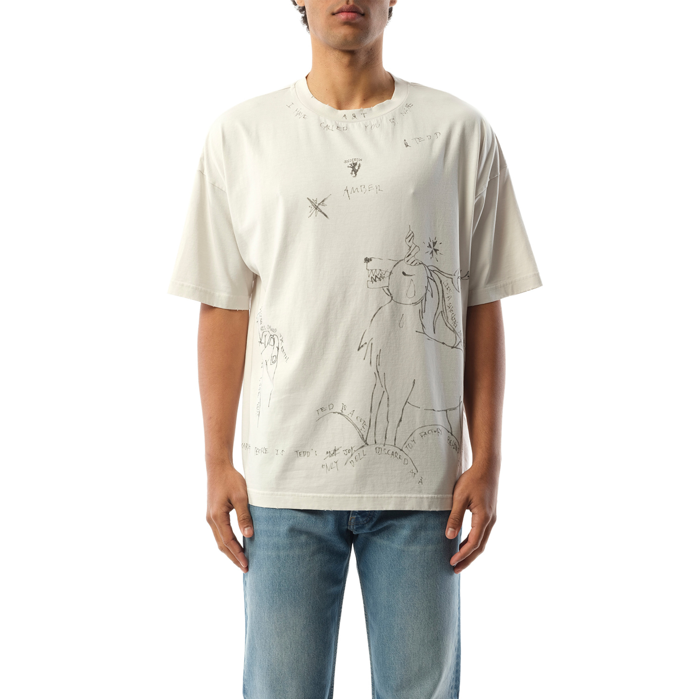 Dyed Print Short-Sleeved T-Shirt in Ivory - 1