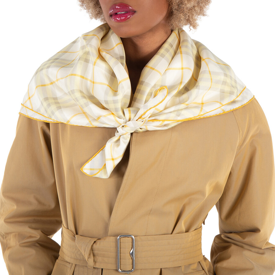 Burberry Check Silk Square Scarf in Wheat - 1