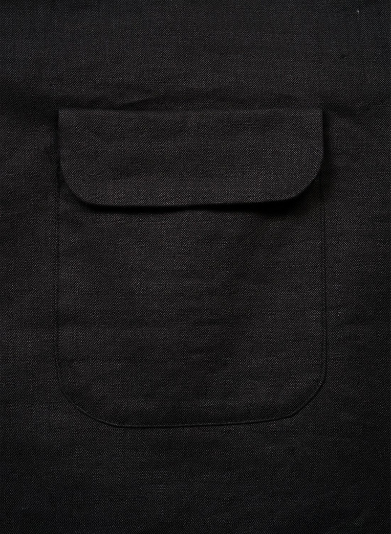 Open Collar Shirt Linen Fleece in Dark Navy 5