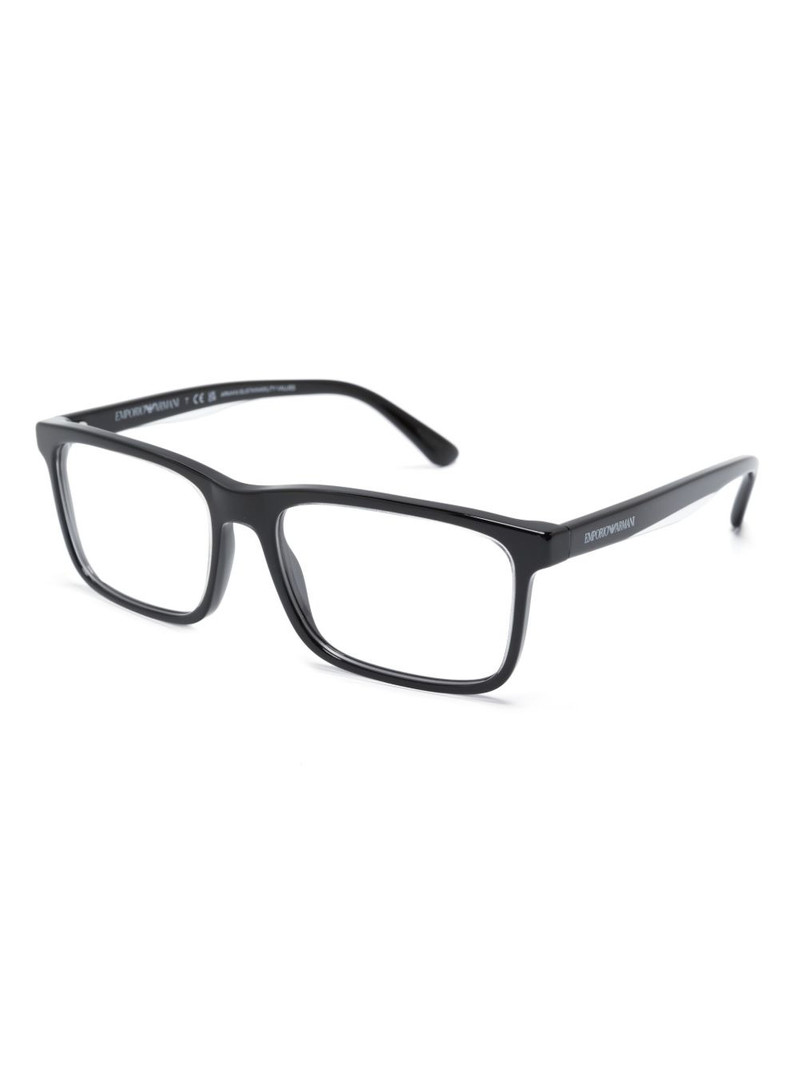 EMPORIO ARMANI polished-effect rectangle-frame glasses outlook