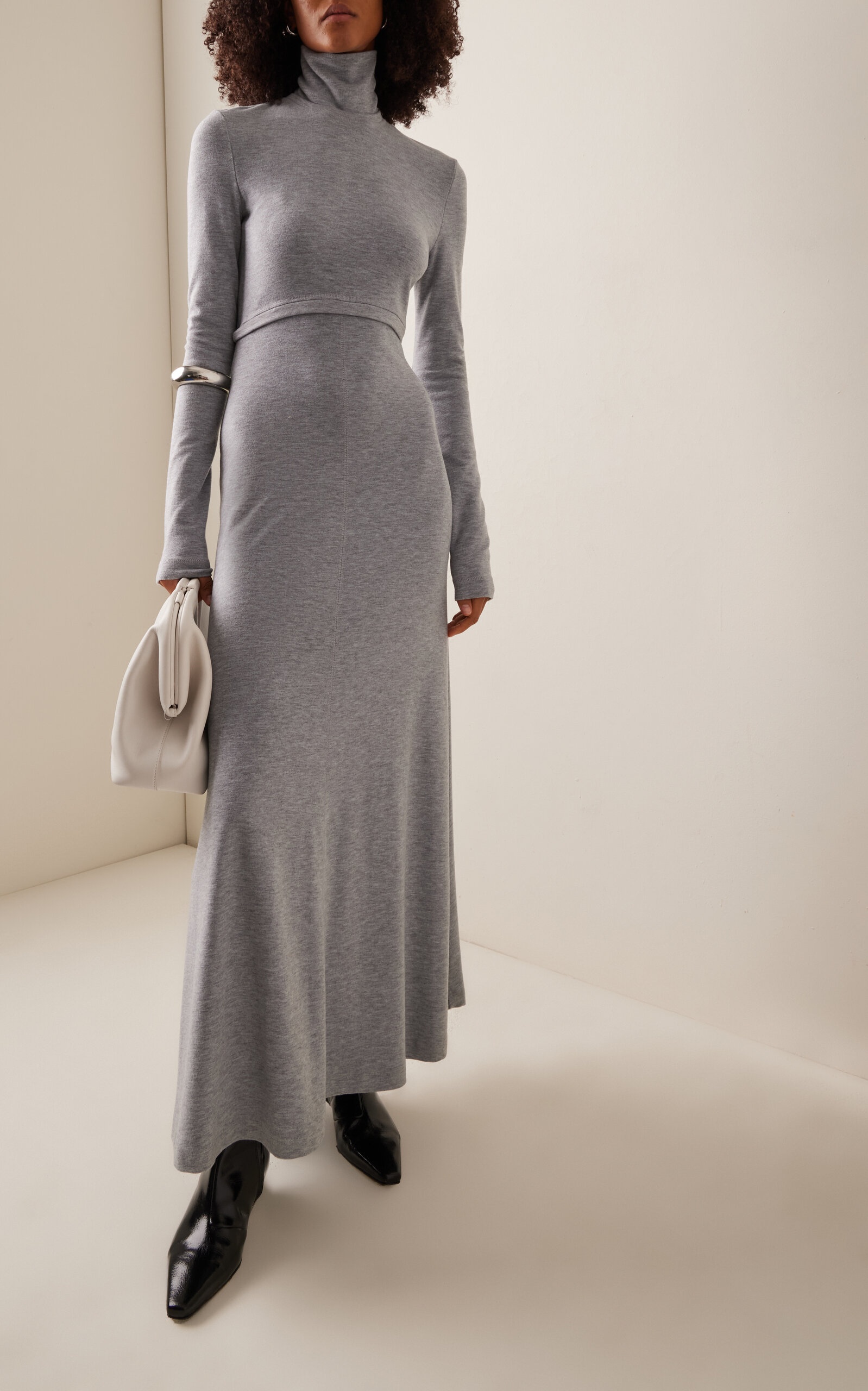 Jayne Brushed Ribbed-Knit Maxi Dress grey - 2