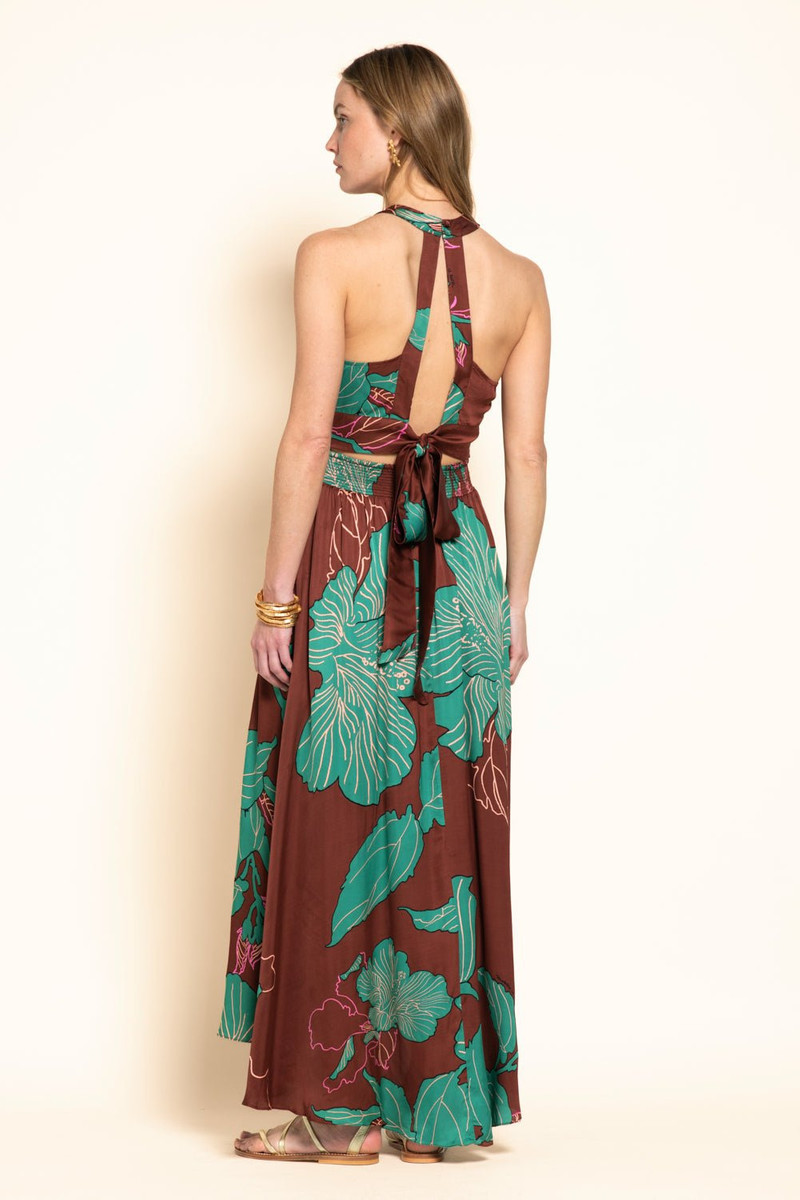 Long Dress Clea - Brown Hibiscus 4