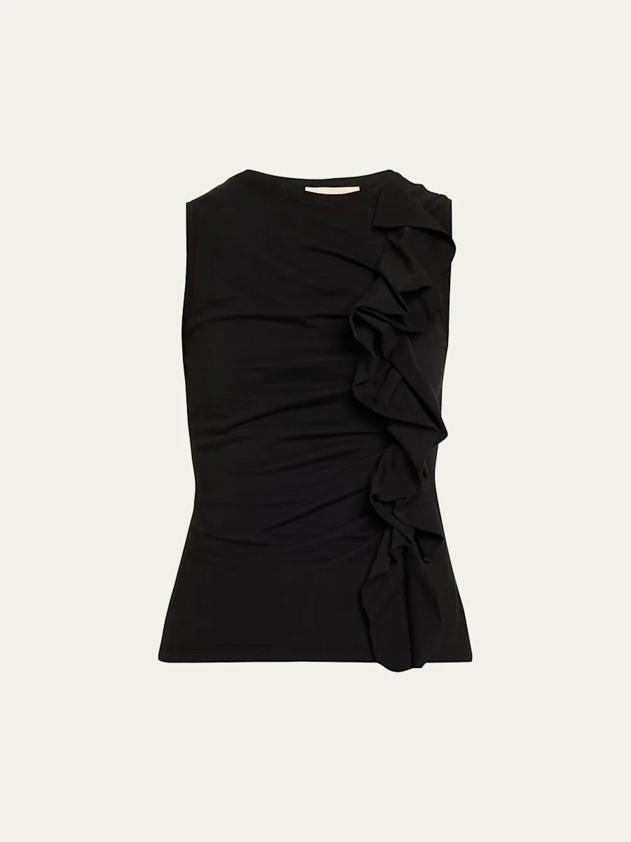 Clio Ruched Sleeveless Ruffle Top - 1
