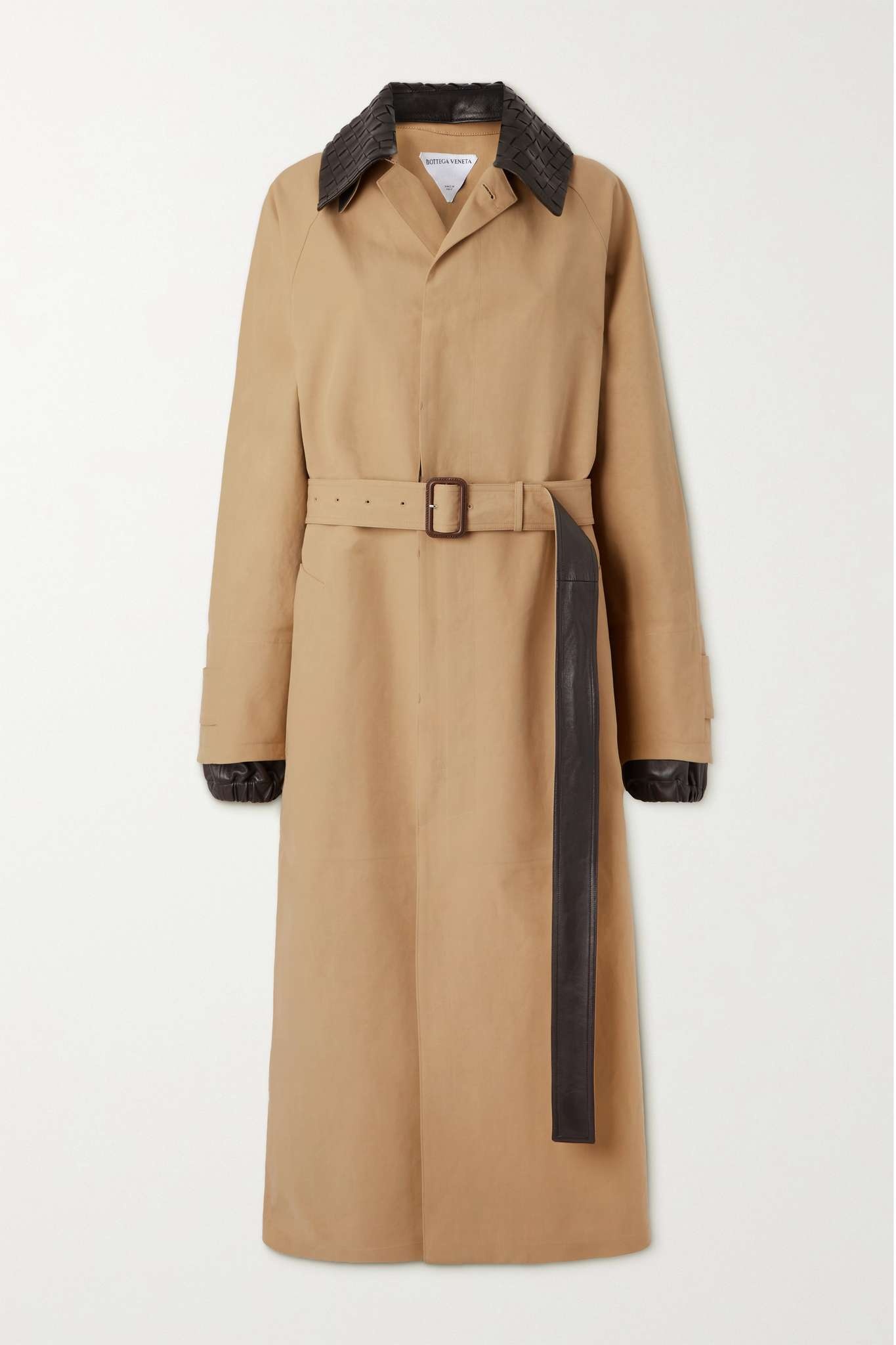 トレンチコート BOTTEGA VENETA TWILL OVERSIZED TRENCH COAT BOTTEGA VENETA Belted leather-trimmed cotton-garbardine