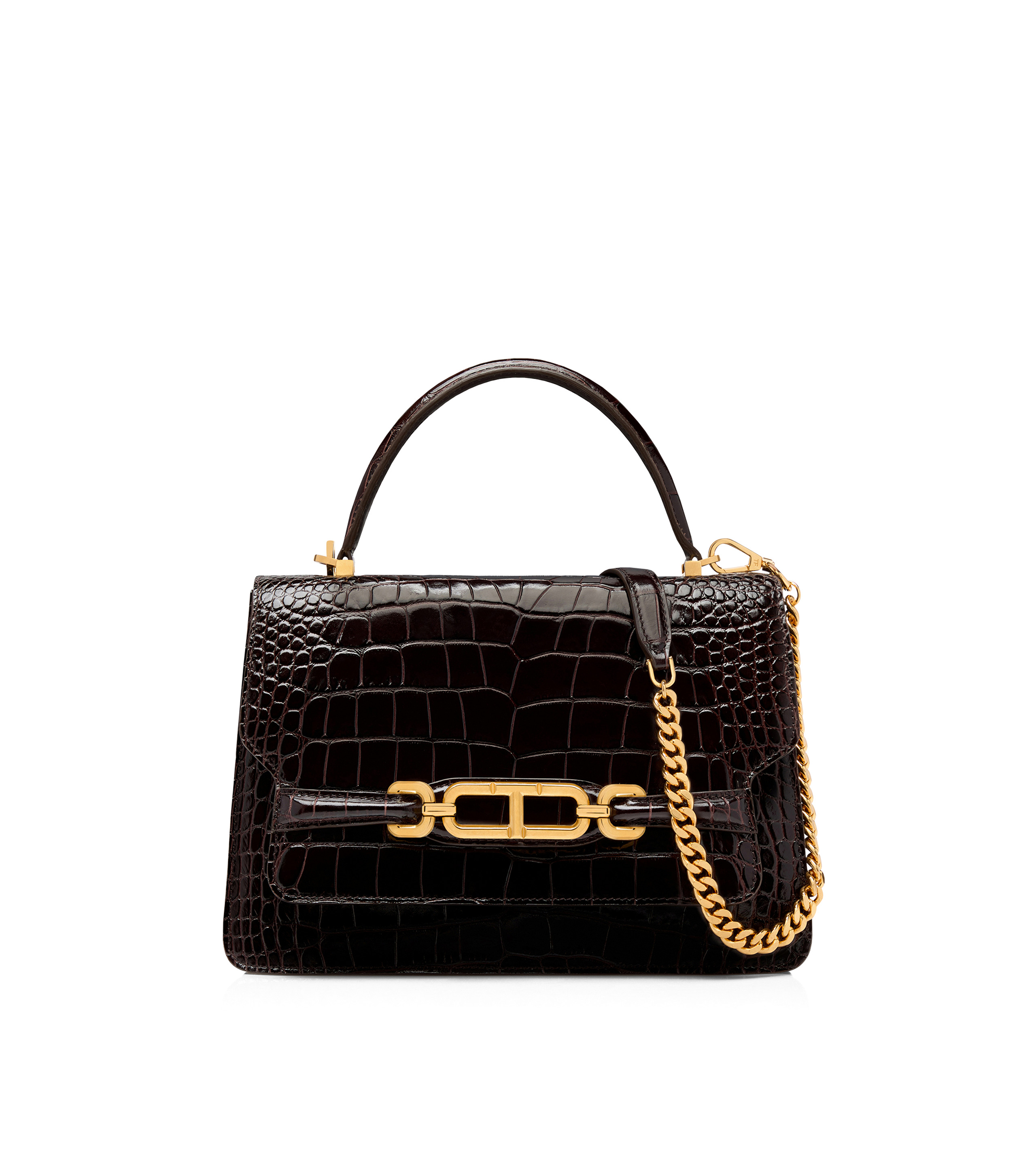 SHINY STAMPED CROCODILE LEATHER WHITNEY MEDIUM TOP HANDLE - 1