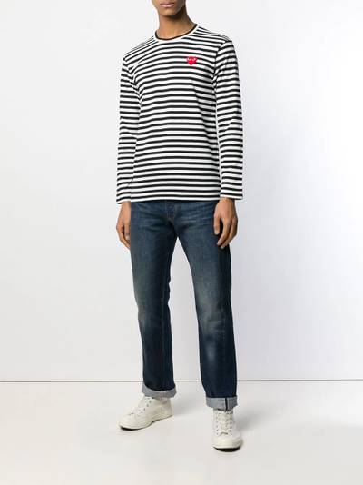 Comme des Garçons PLAY heart patch striped sweatshirt outlook