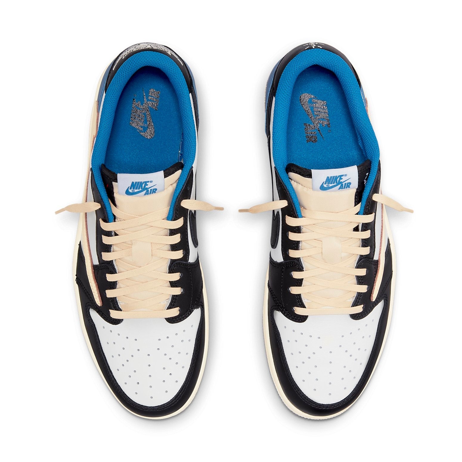 Fragment Design x Travis Scott x Air Jordan 1 Retro Low 'Sail Black Military Blue' DM7866-140 - 4