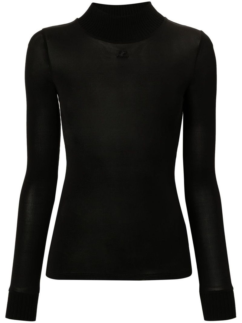 logo-patch roll-neck top 1