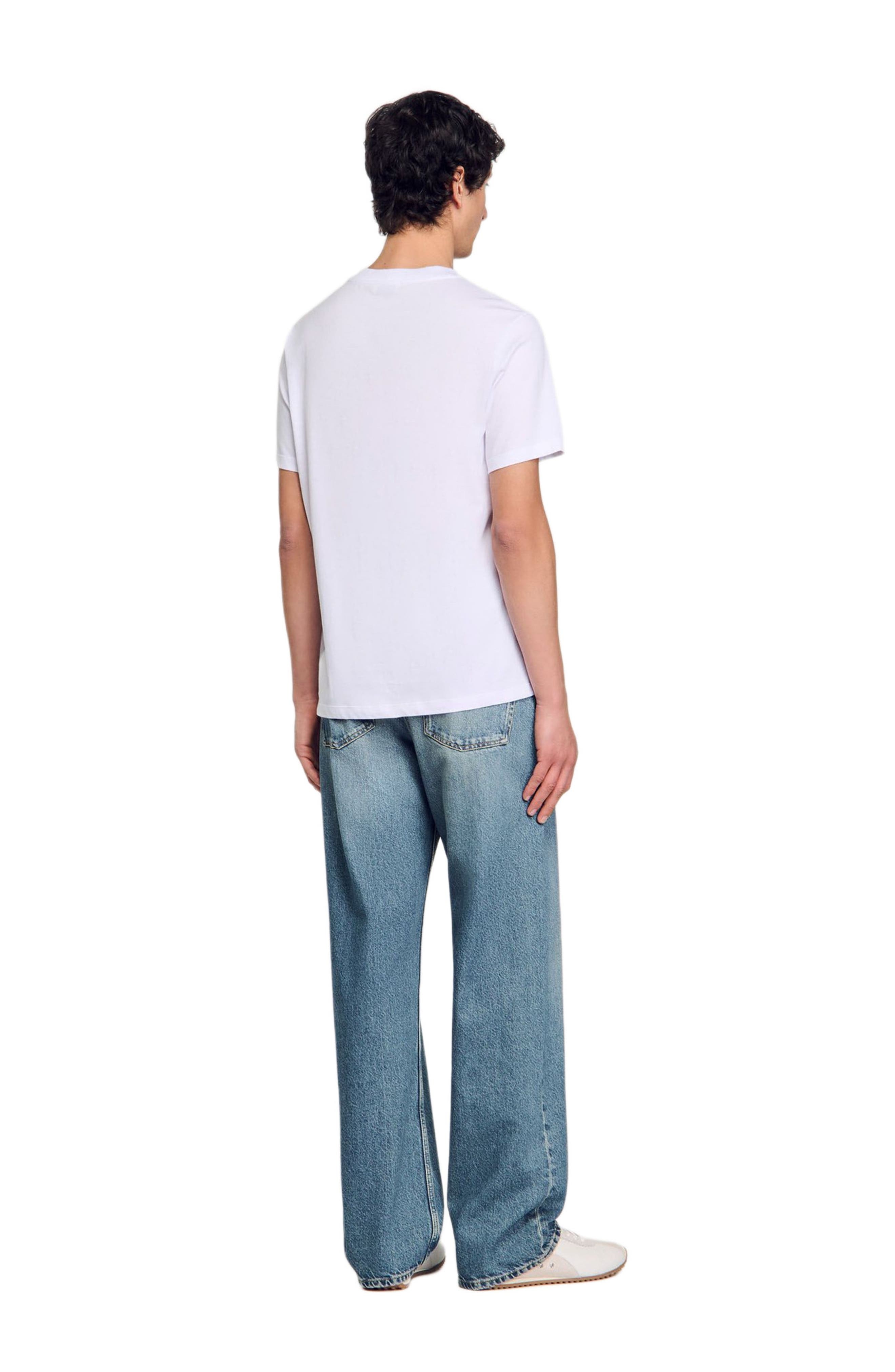 SANDRO Wave print cotton T-shirt in Optic White at Nordstrom - 2