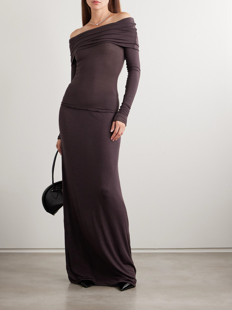SKIMS Sheer Modal-blend Off-shoulder Long-sleeve Top outlook