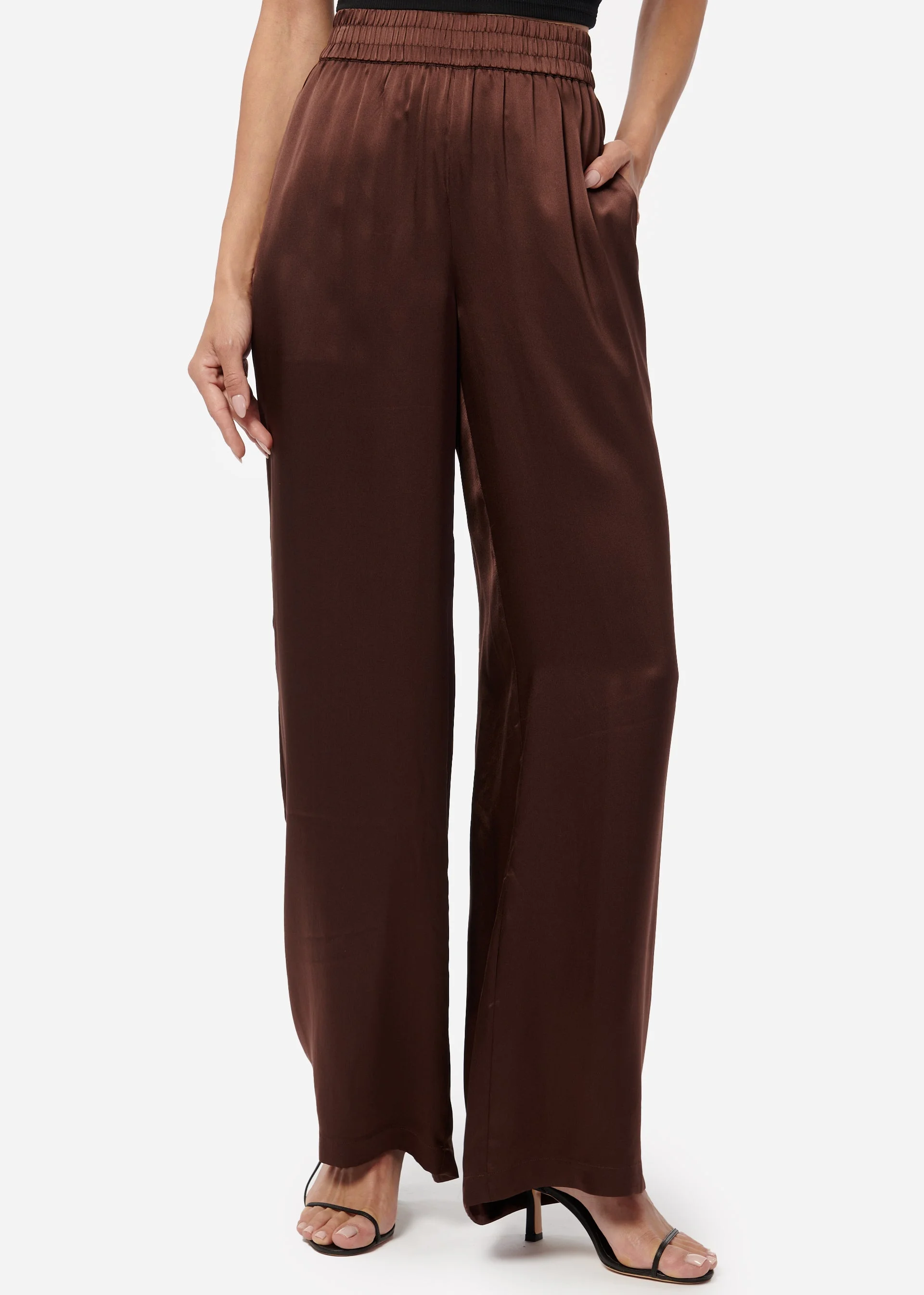 BLEECKER SILK PANT CHOCOLATE - 1