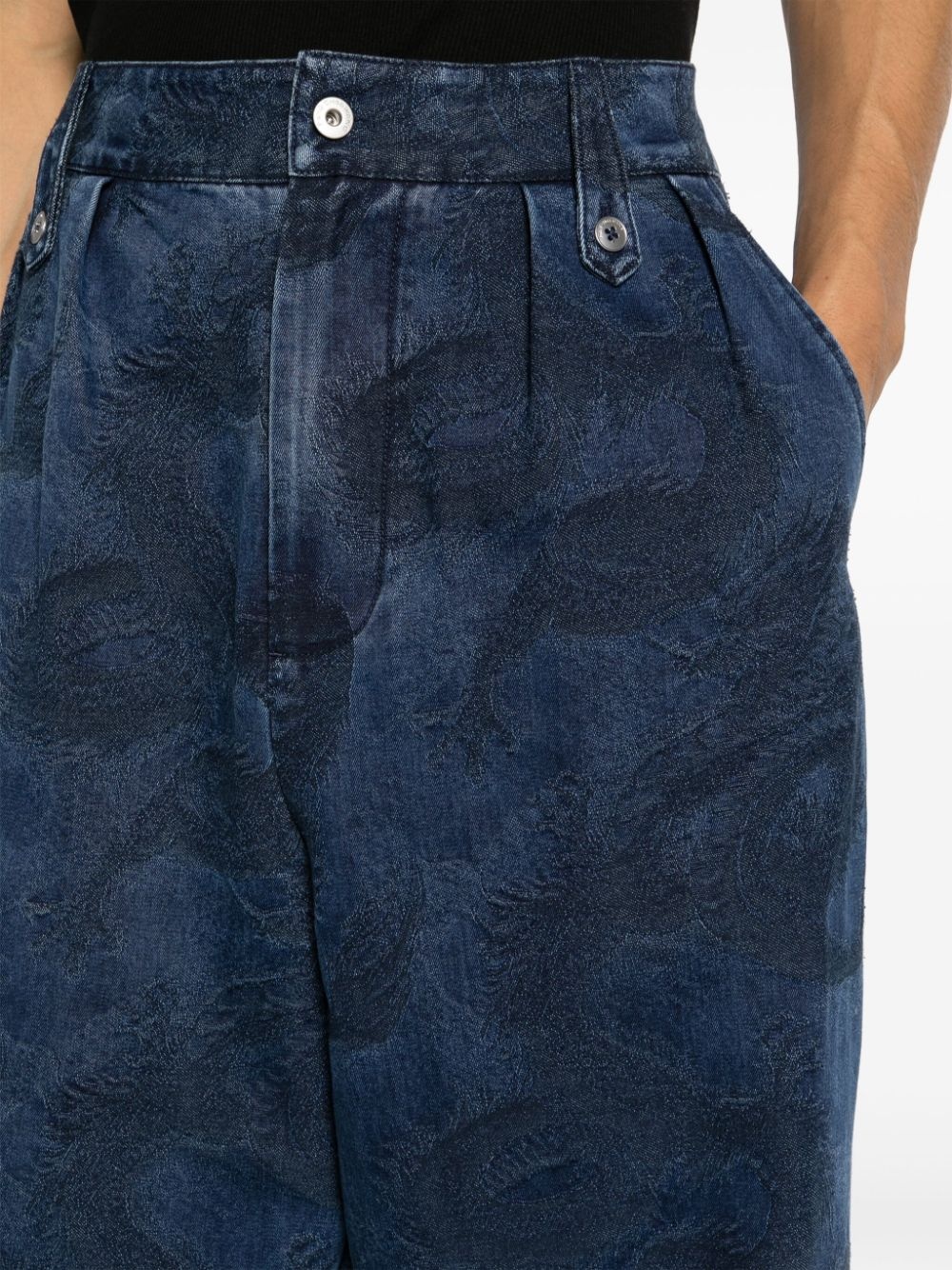 Dragon-jacquard wide-leg jeans - 5