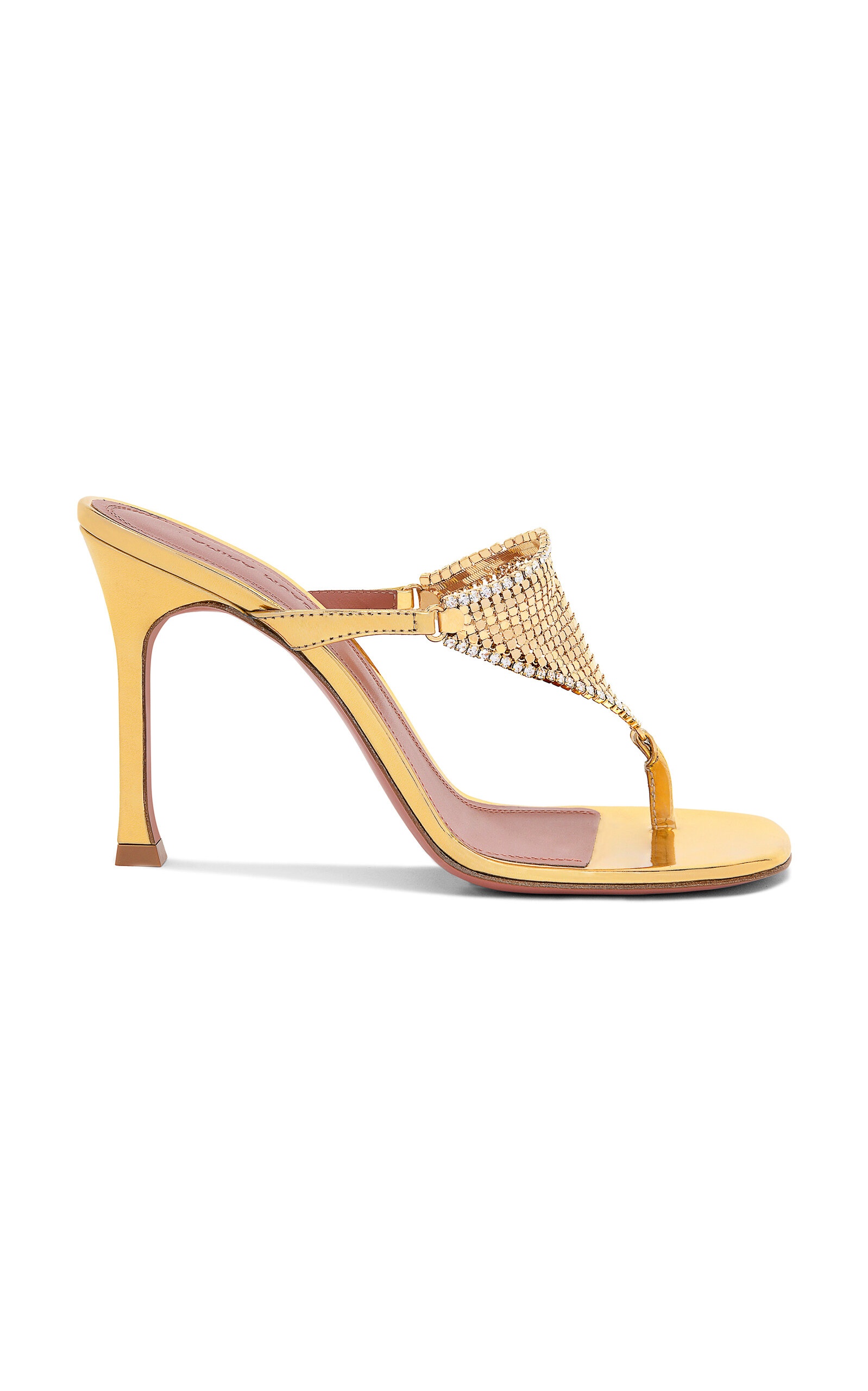 AMINA MUADDI 25SS サンダル・ミュール ゴールド系 Amina Muaddi Xenia Crystal Metallic Leather Sandals gold