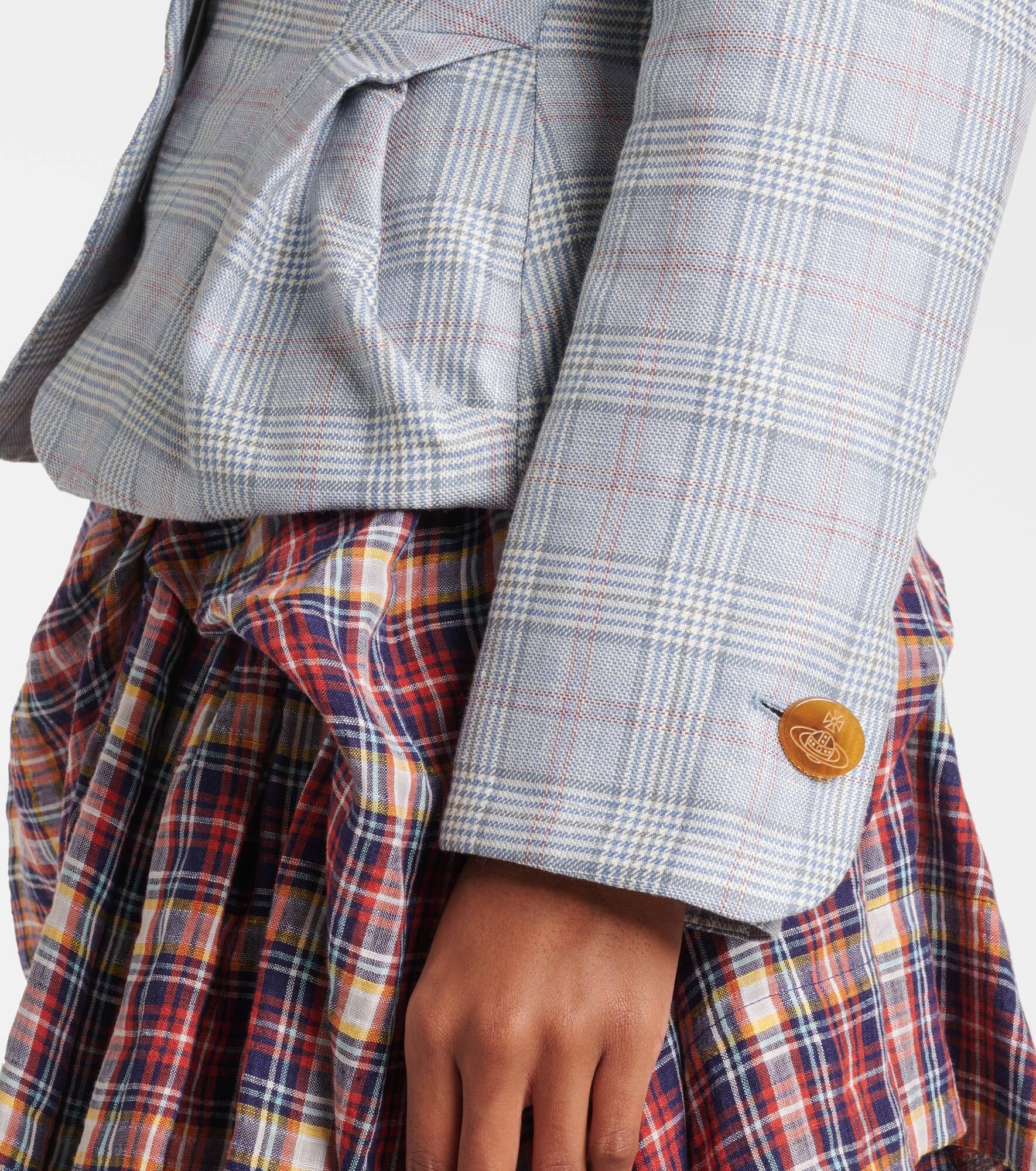 Drunken tartan wool and linen blazer - 5