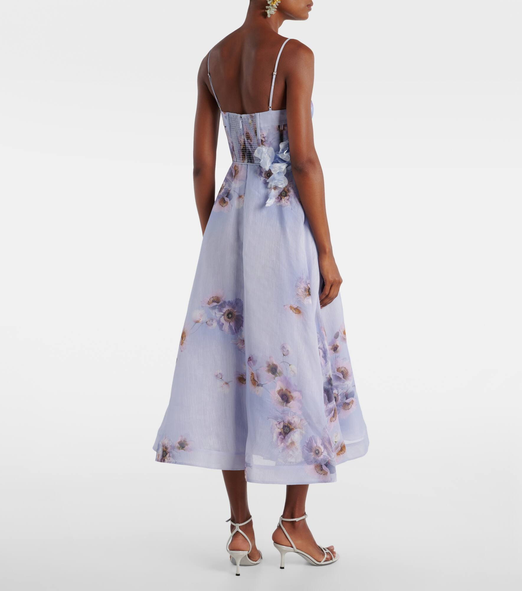 Hypnotic floral linen and silk bustier dress - 3