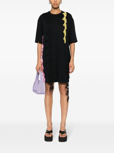 MSGM floral-lace mini T-shirt dress outlook