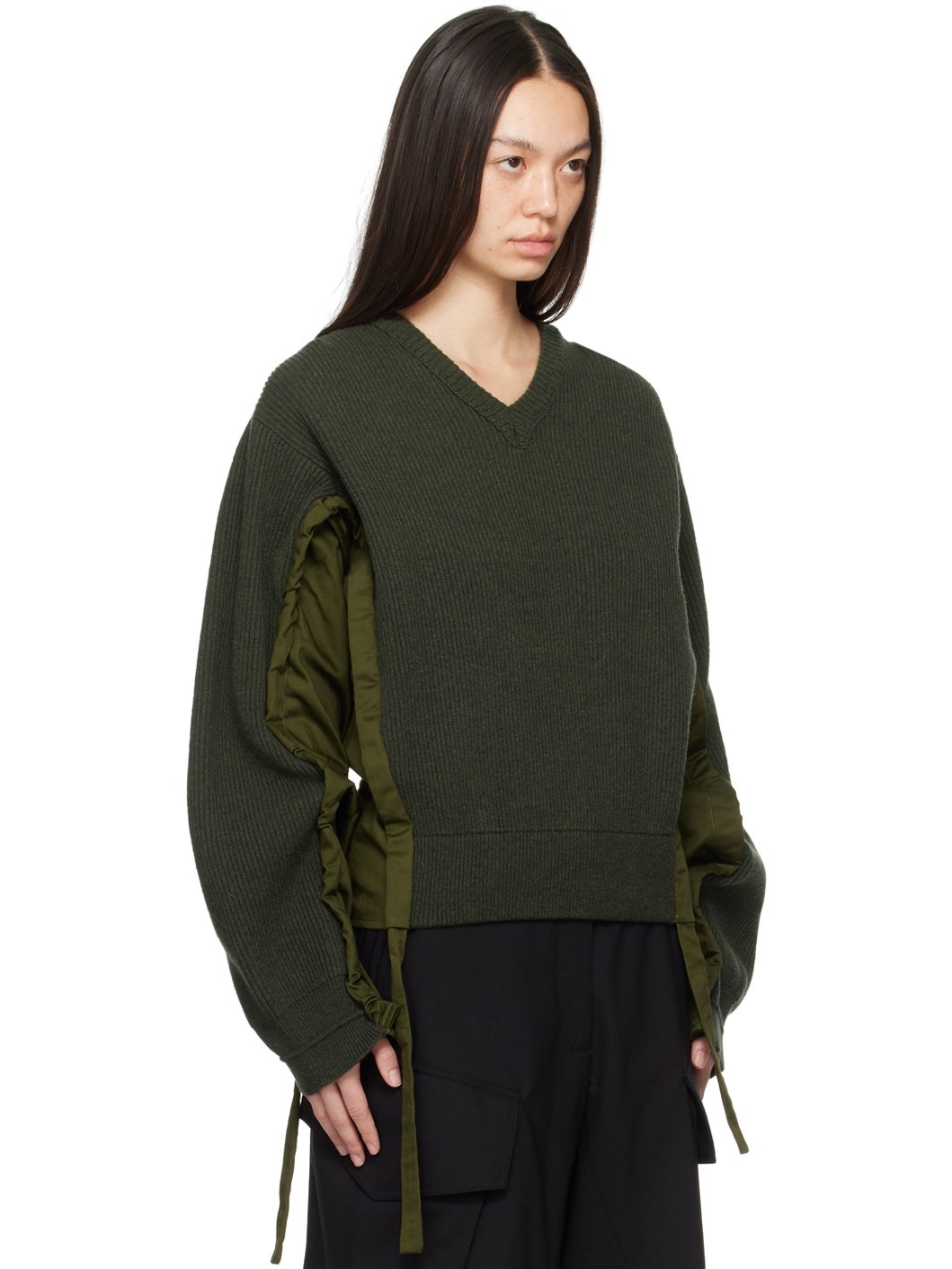 Green Drawstring Sweater - 2