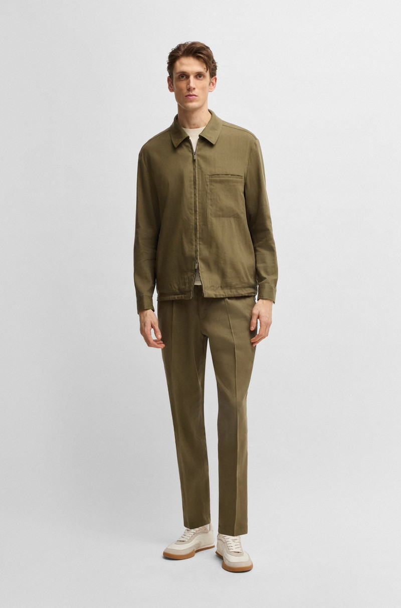 BOSS RELAXED-FIT ZIPPED OVERSHIRT IN A LINEN BLEND outlook