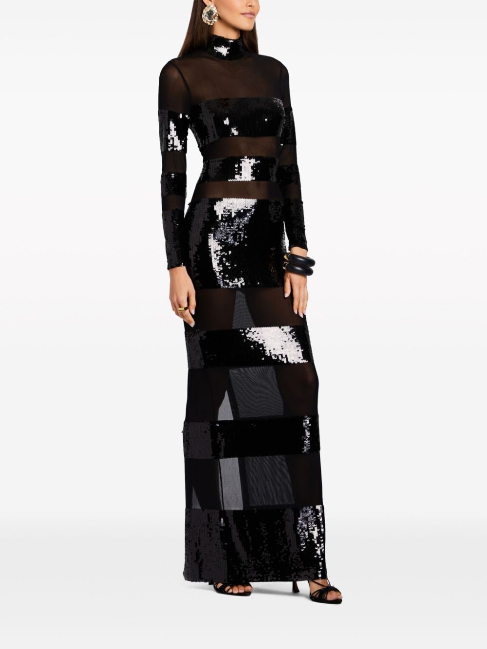 Melina sequin semi-sheer gown - 3