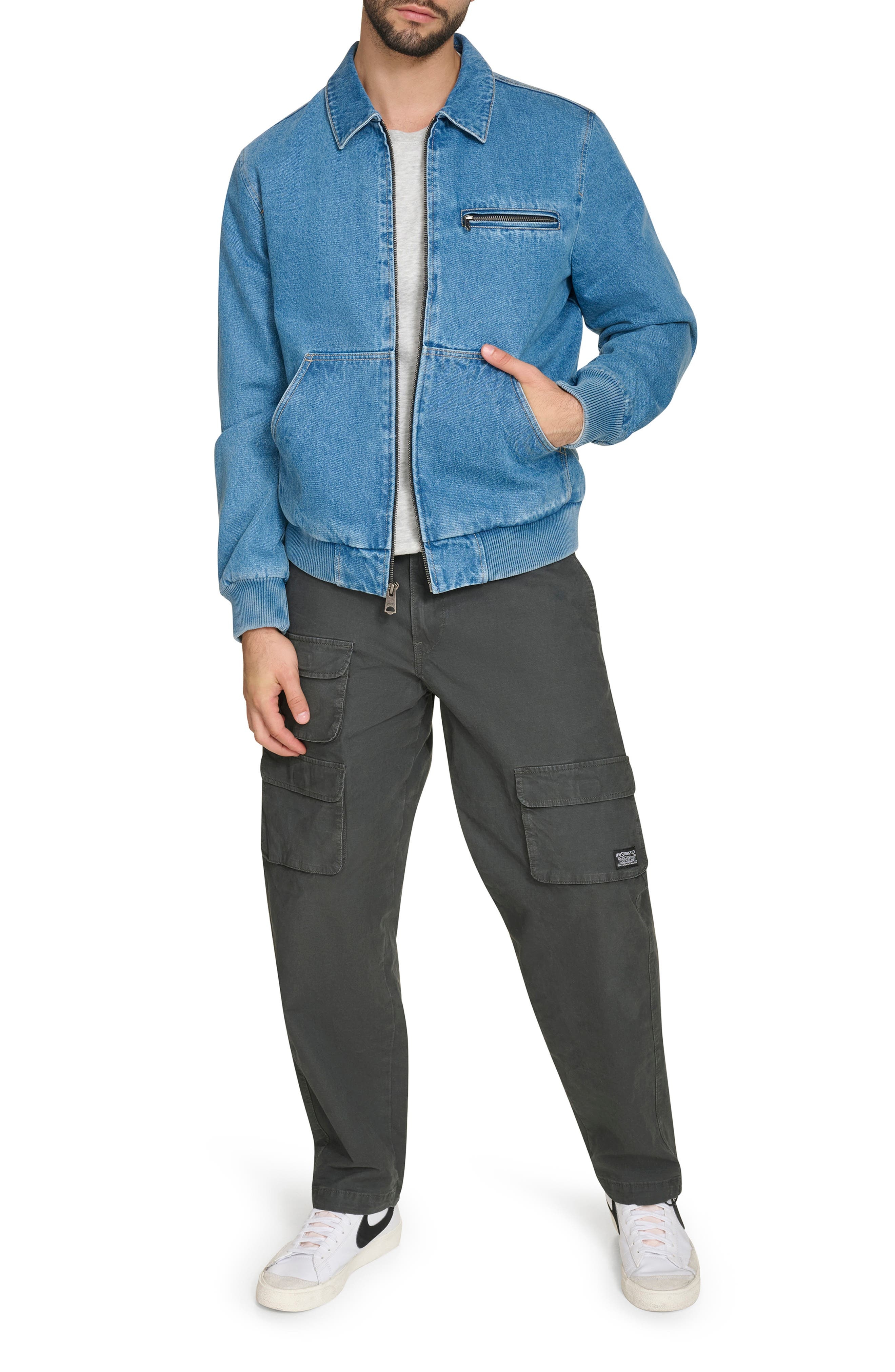 levi's Corduroy Collar Western Twill Bomber Jacket in Medium Wash Denim at Nordstrom - 4
