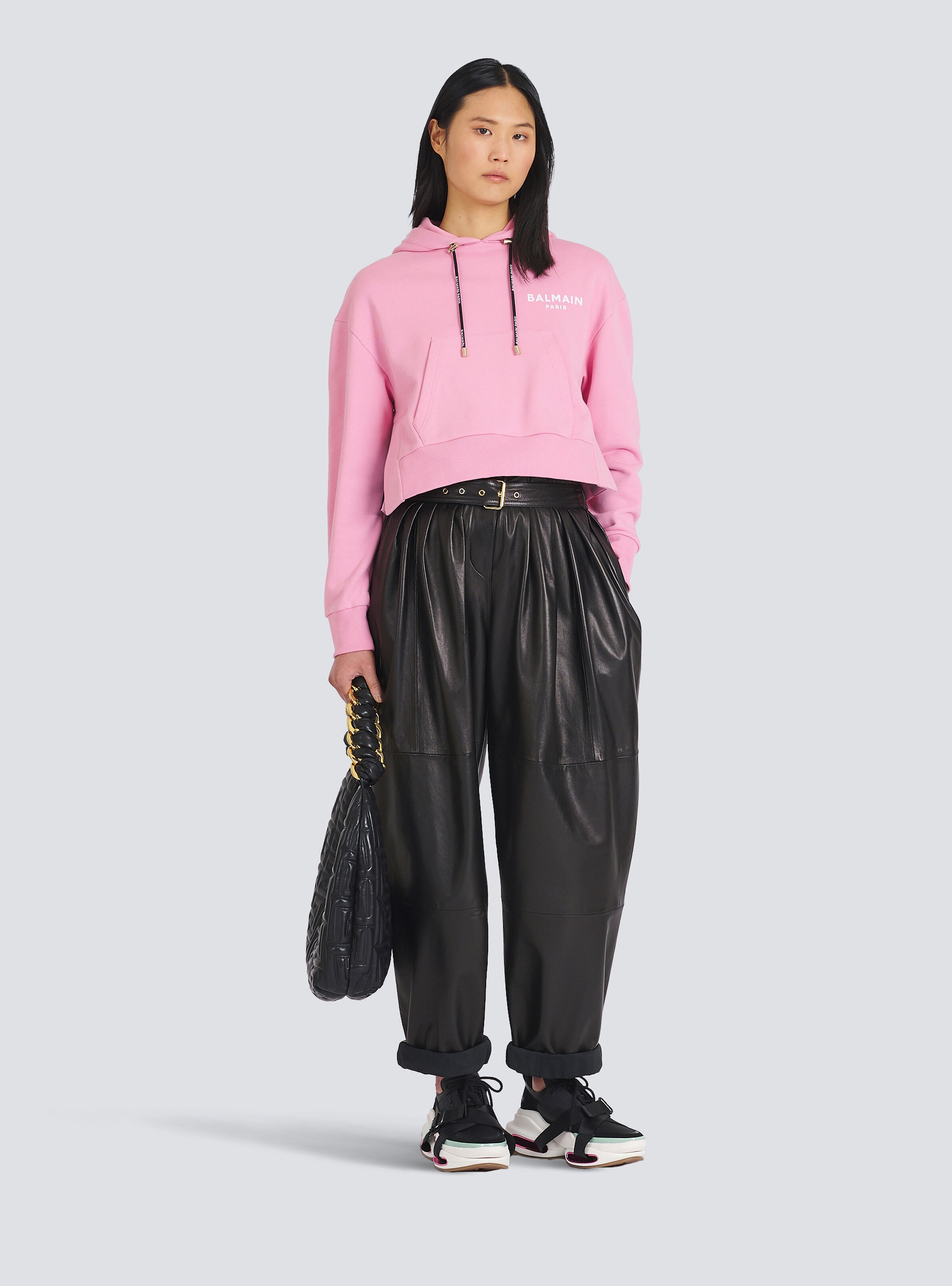 Eco-designed cotton sweatshirt with flocked Balmain logo - 2