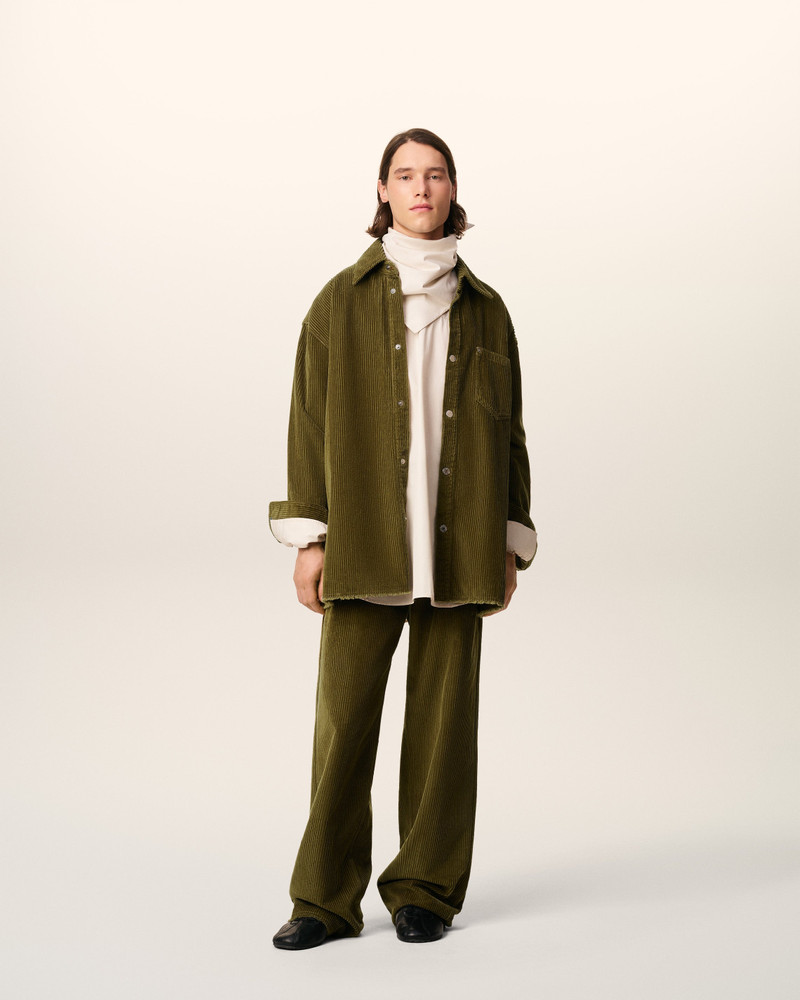 AMI Paris GREEN COTTON CORDUROY SIDE SLIT OVERSHIRT outlook