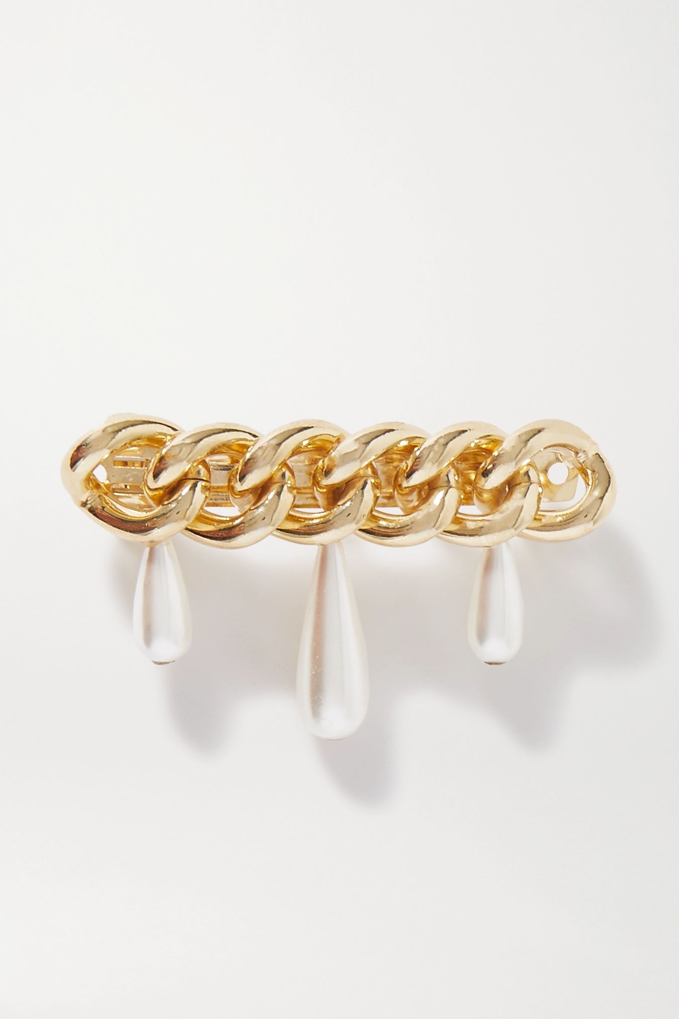 Canasta faux pearl-embellished gold-tone hair clip  - 1