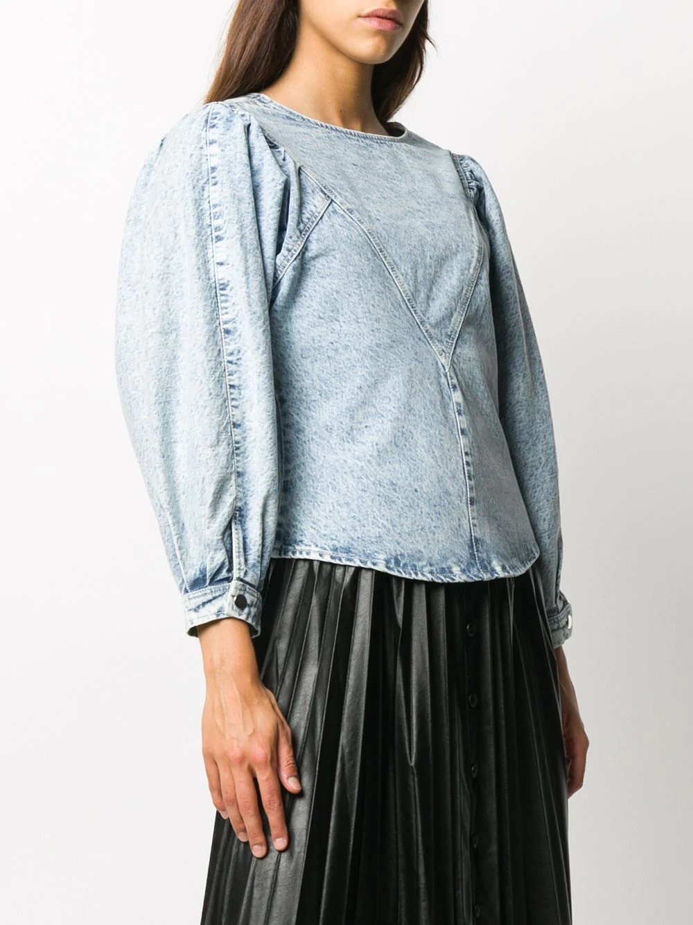 acid-wash denim top - 3