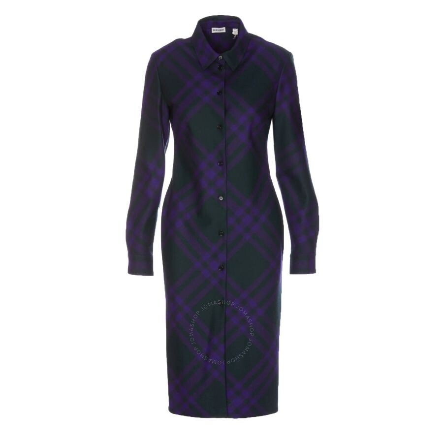 BURBERRY｜DRESSES (checkered wool shirt dress (8076743)) Burberry Long Sleeved Checked Wool Shirt Dress, Brand Size 2