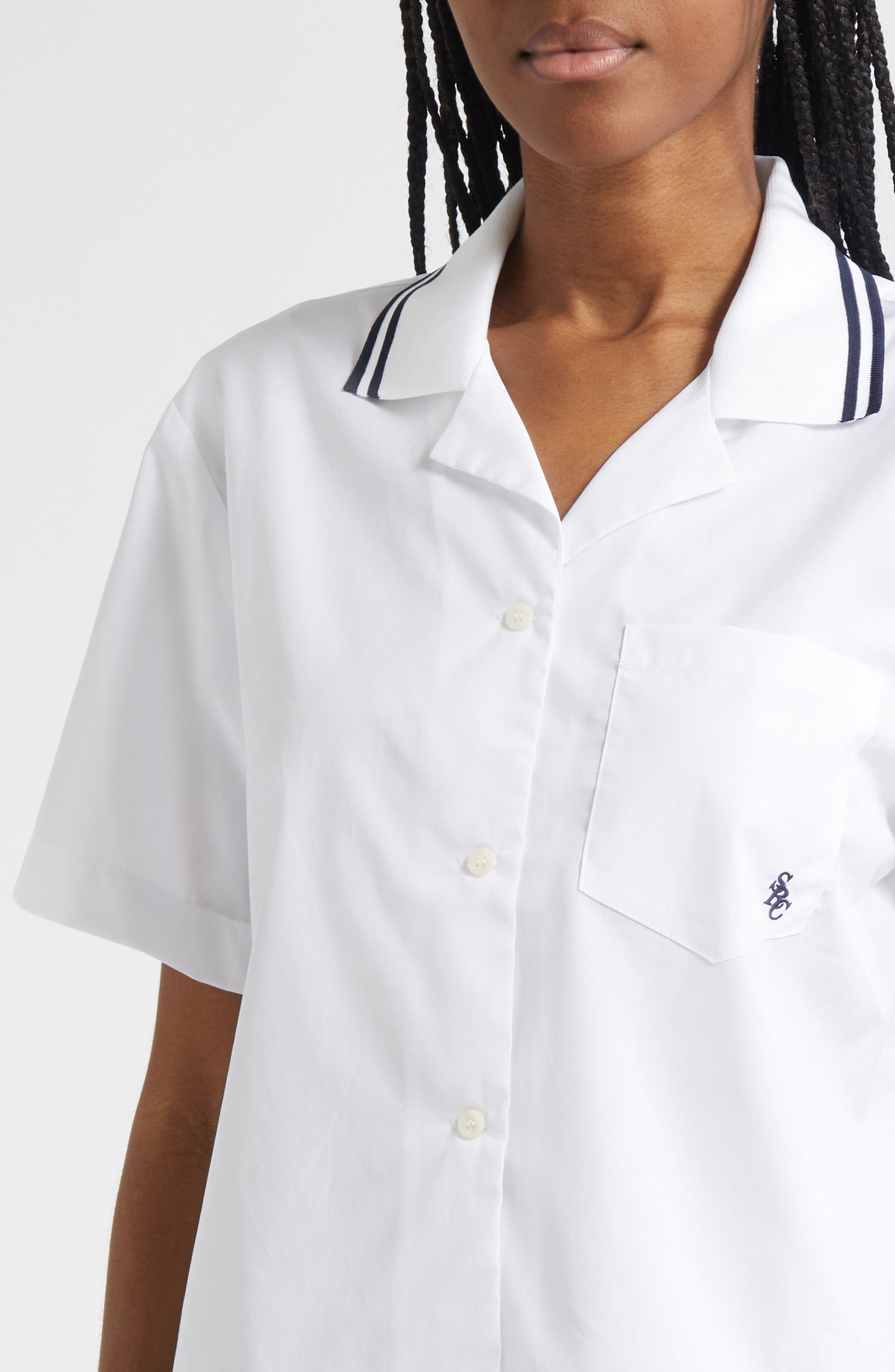 Sporty & Rich SRC Sailor Button-Up Shirt in White at Nordstrom - 5